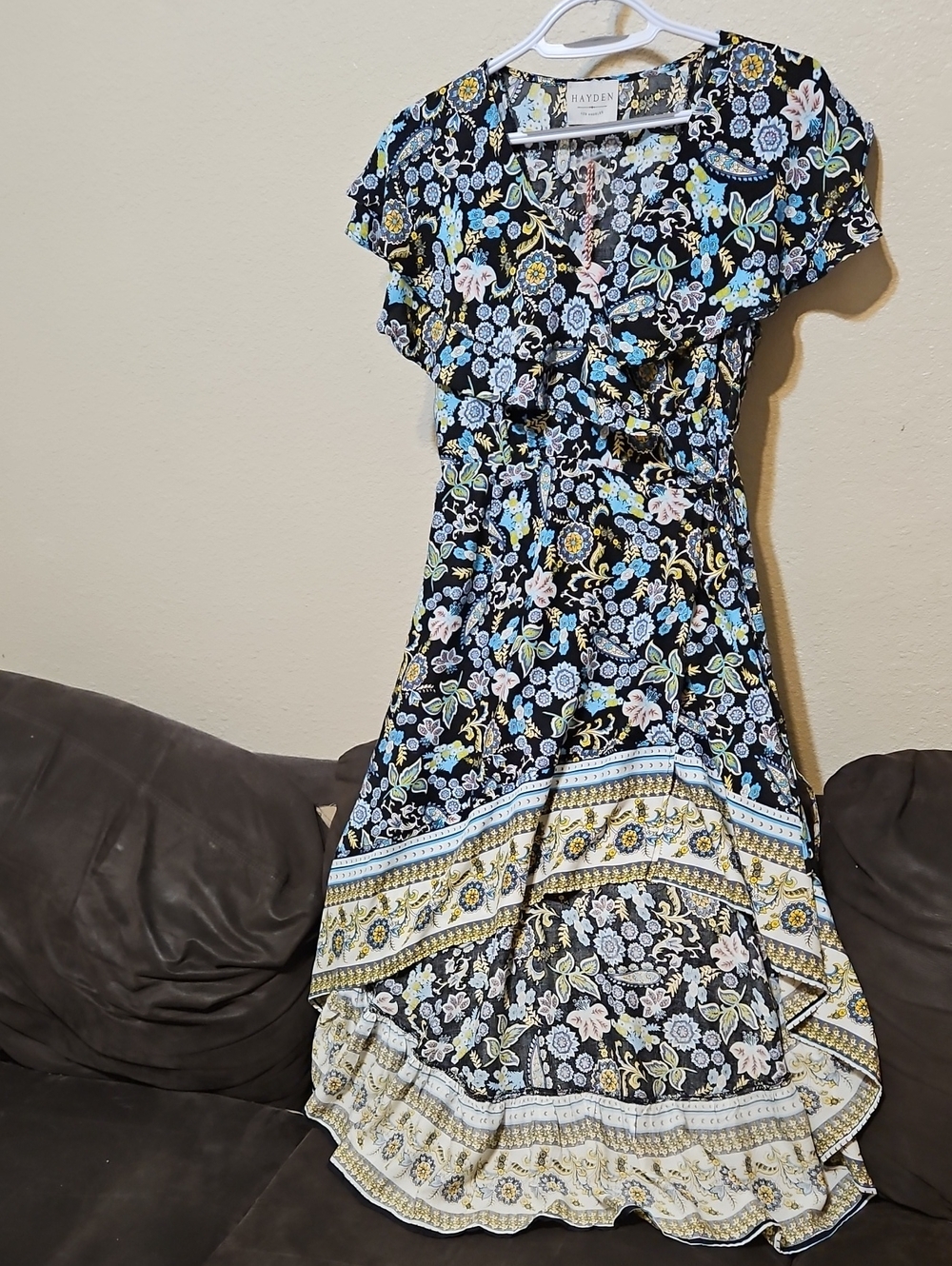 Hayden Black Floral Border High-Low Dress